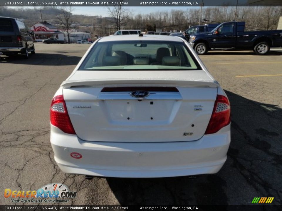 2010 Ford Fusion SEL V6 AWD White Platinum Tri-coat Metallic / Camel Photo #3