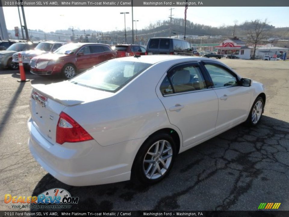 2010 Ford Fusion SEL V6 AWD White Platinum Tri-coat Metallic / Camel Photo #4