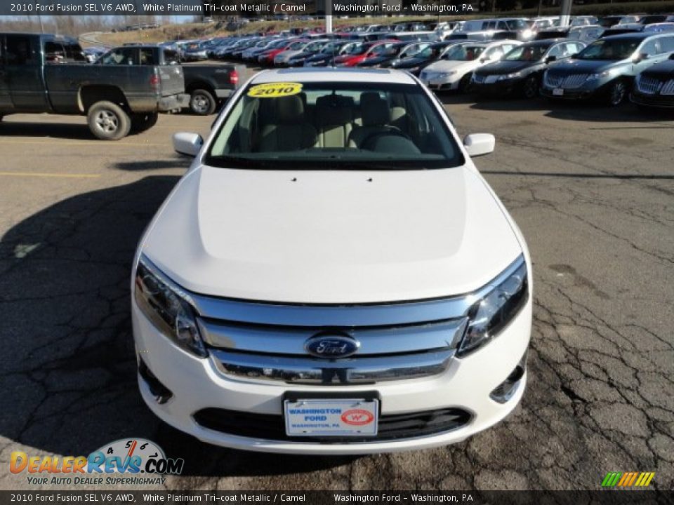 2010 Ford Fusion SEL V6 AWD White Platinum Tri-coat Metallic / Camel Photo #6