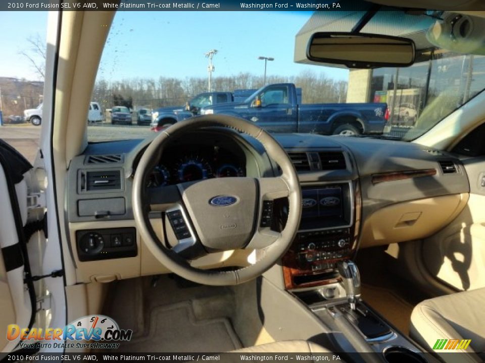 2010 Ford Fusion SEL V6 AWD White Platinum Tri-coat Metallic / Camel Photo #11