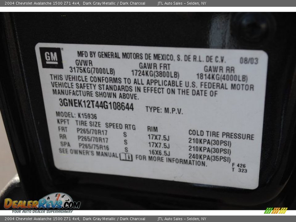 2004 Chevrolet Avalanche 1500 Z71 4x4 Dark Gray Metallic / Dark Charcoal Photo #18