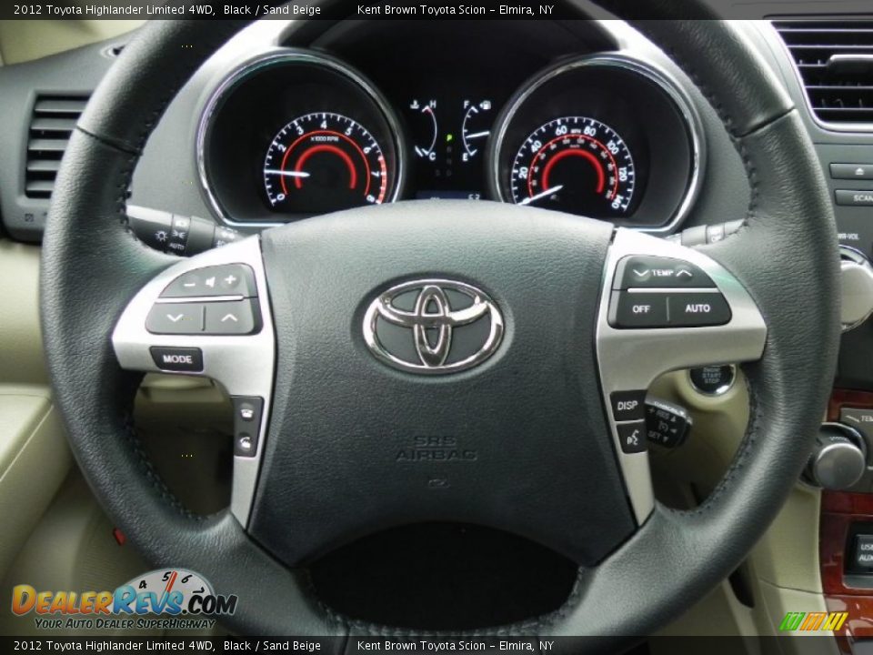 2012 Toyota Highlander Limited 4WD Black / Sand Beige Photo #4