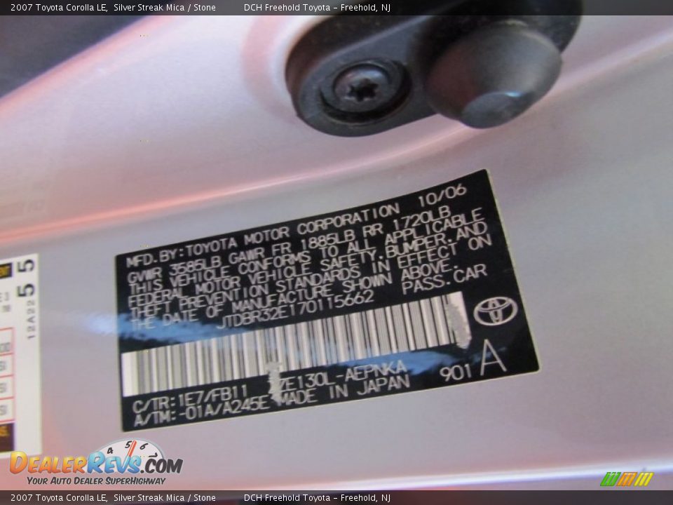 2007 Toyota Corolla LE Silver Streak Mica / Stone Photo #16