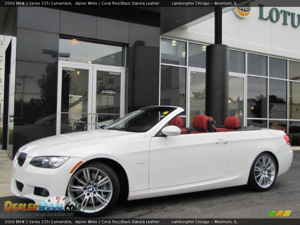 2009 BMW 3 Series 335i Convertible Alpine White / Coral Red/Black Dakota Leather Photo #1