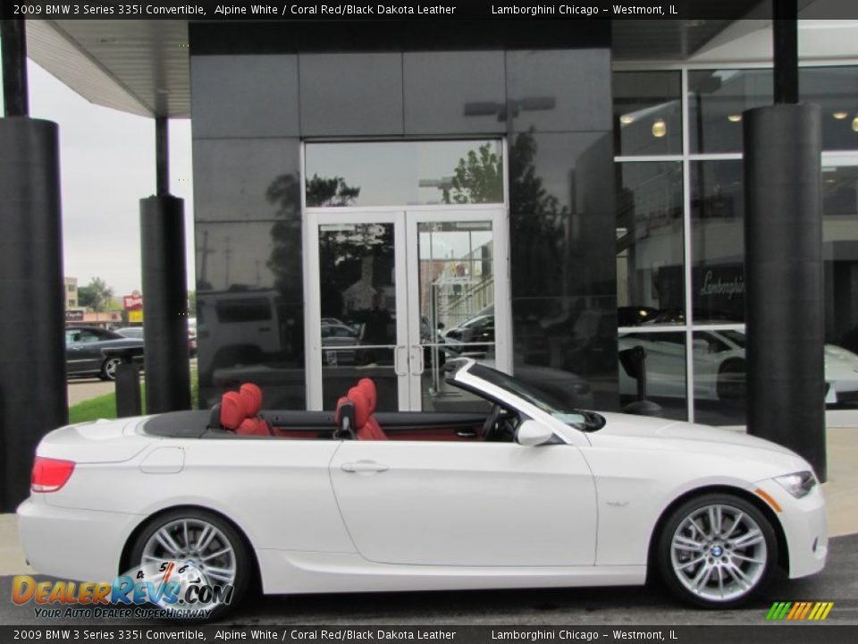 2009 BMW 3 Series 335i Convertible Alpine White / Coral Red/Black Dakota Leather Photo #3