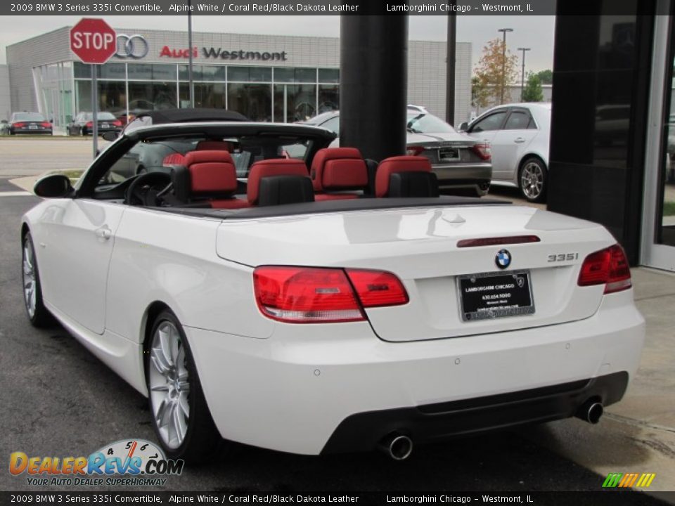 2009 BMW 3 Series 335i Convertible Alpine White / Coral Red/Black Dakota Leather Photo #4