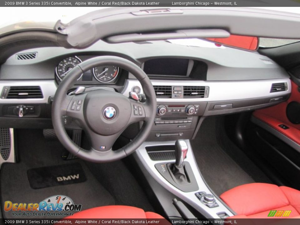 2009 BMW 3 Series 335i Convertible Alpine White / Coral Red/Black Dakota Leather Photo #20