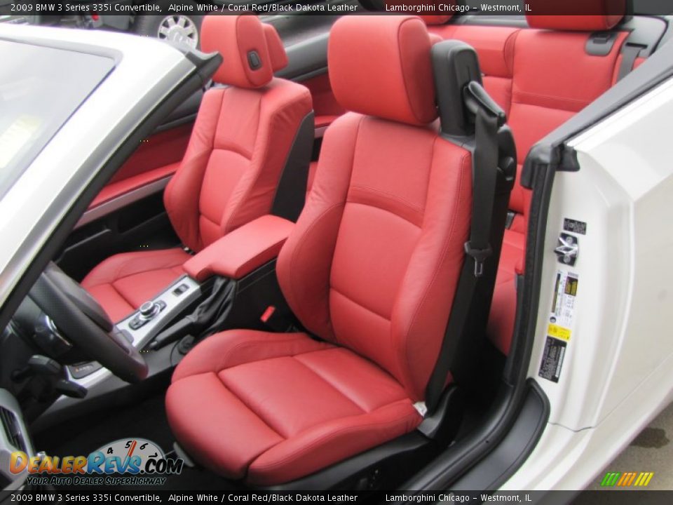 2009 BMW 3 Series 335i Convertible Alpine White / Coral Red/Black Dakota Leather Photo #22