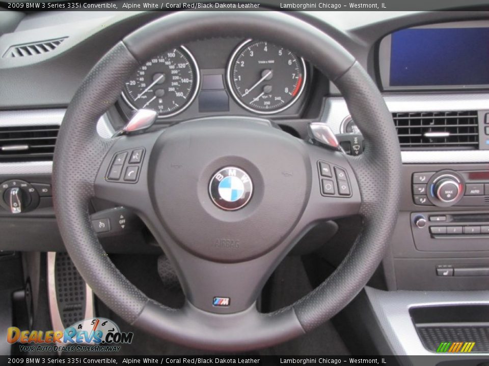 2009 BMW 3 Series 335i Convertible Alpine White / Coral Red/Black Dakota Leather Photo #24