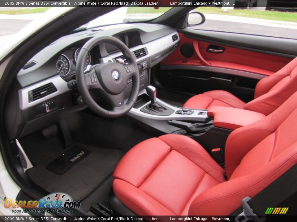 2009 BMW 3 Series 335i Convertible Alpine White / Coral Red/Black Dakota Leather Photo #27