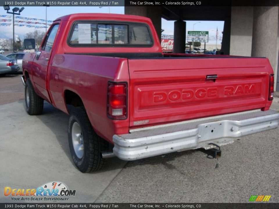 1993 Dodge Ram Truck W150 Regular Cab 4x4 Poppy Red Tan Photo 3 0809