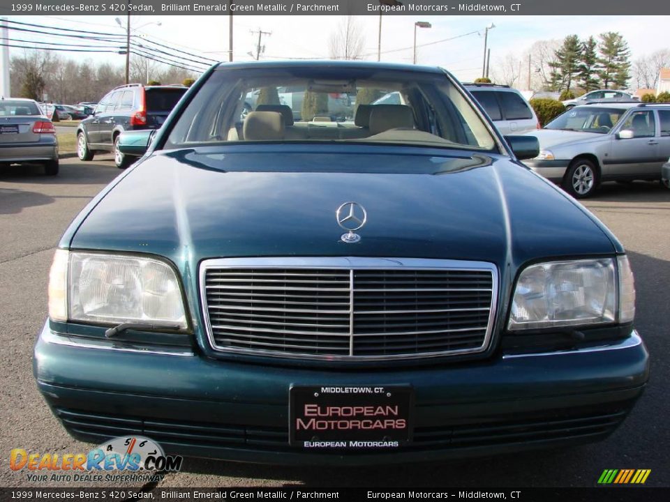 1999 Mercedes-Benz S 420 Sedan Brilliant Emerald Green Metallic / Parchment Photo #7