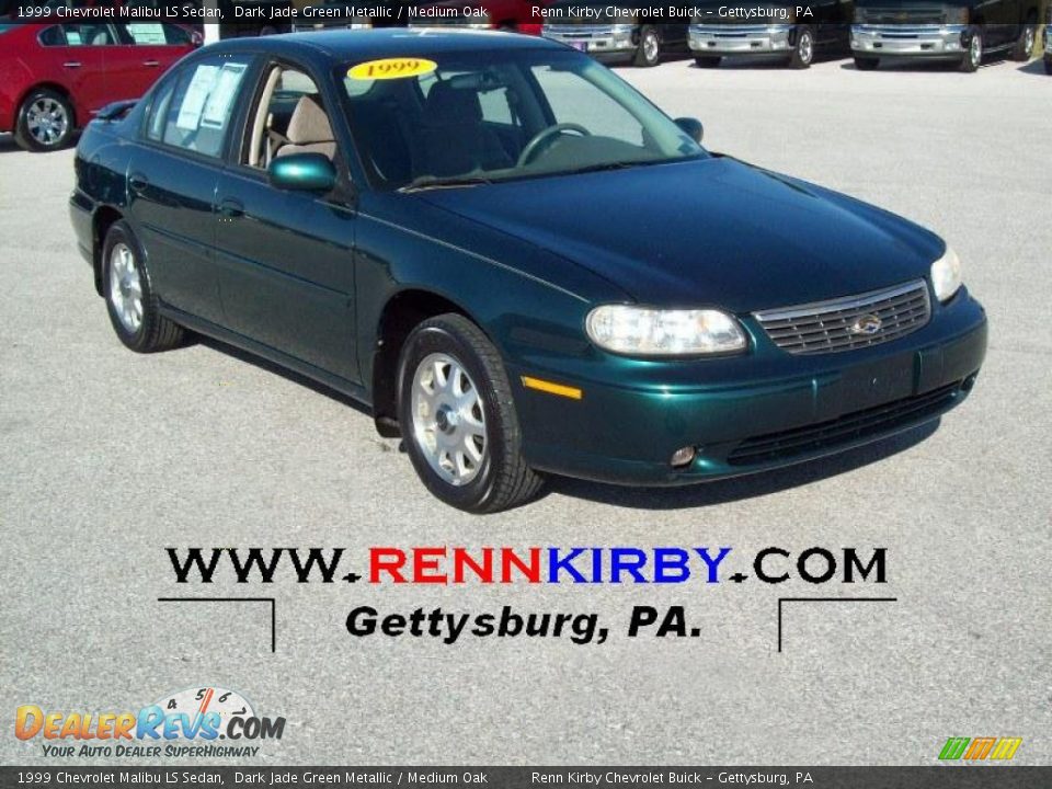 1999 Chevrolet Malibu LS Sedan Dark Jade Green Metallic / Medium Oak Photo #1