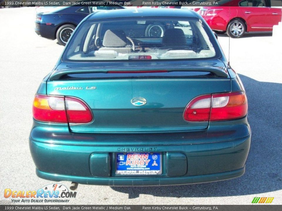 1999 Chevrolet Malibu LS Sedan Dark Jade Green Metallic / Medium Oak Photo #13