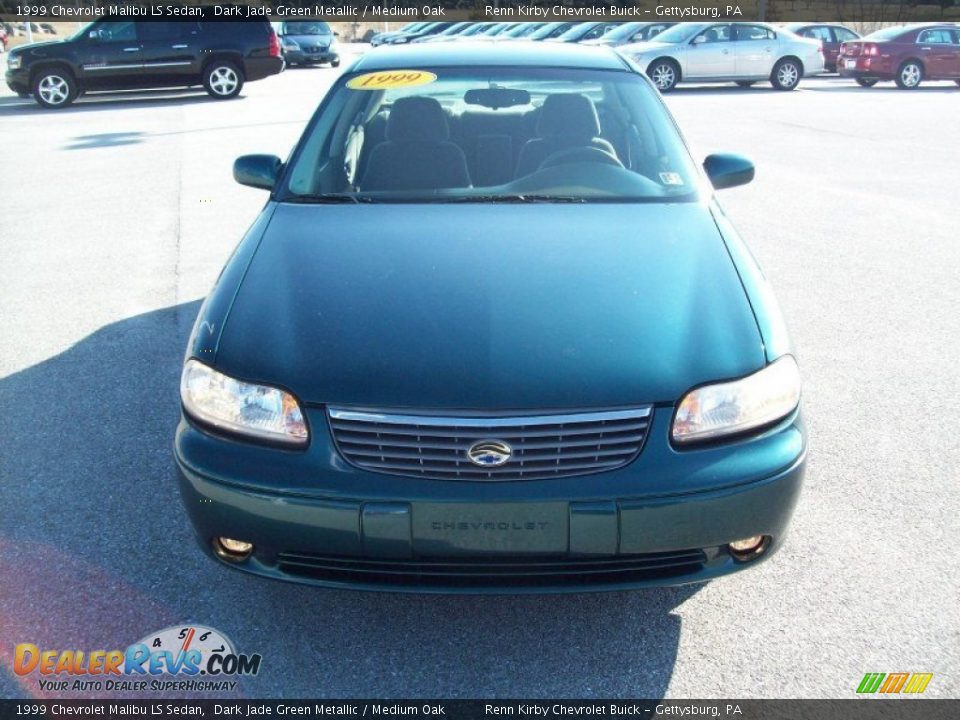 1999 Chevrolet Malibu LS Sedan Dark Jade Green Metallic / Medium Oak Photo #14