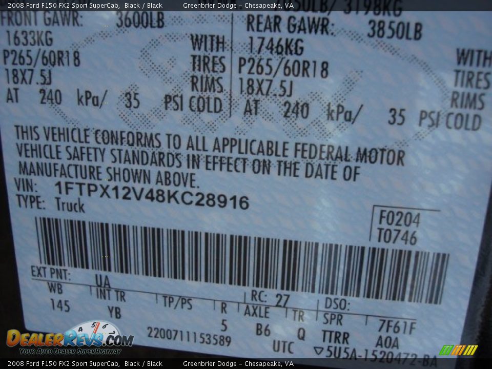 2008 Ford F150 FX2 Sport SuperCab Black / Black Photo #31