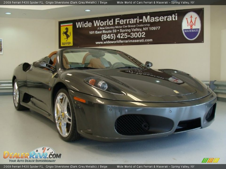2009 Ferrari F430 Spider F1 Grigio Silverstone (Dark Grey Metallic) / Beige Photo #3
