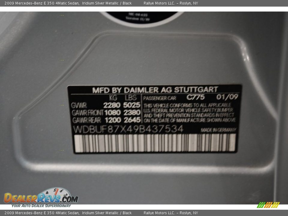 2009 Mercedes-Benz E 350 4Matic Sedan Iridium Silver Metallic / Black Photo #15