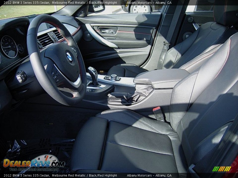 Black/Red Highlight Interior - 2012 BMW 3 Series 335i Sedan Photo #2