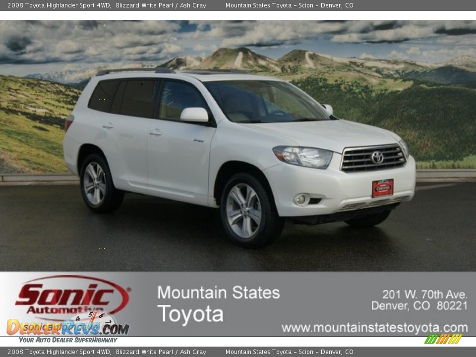 2008 Toyota Highlander Sport 4WD Blizzard White Pearl / Ash Gray Photo #1