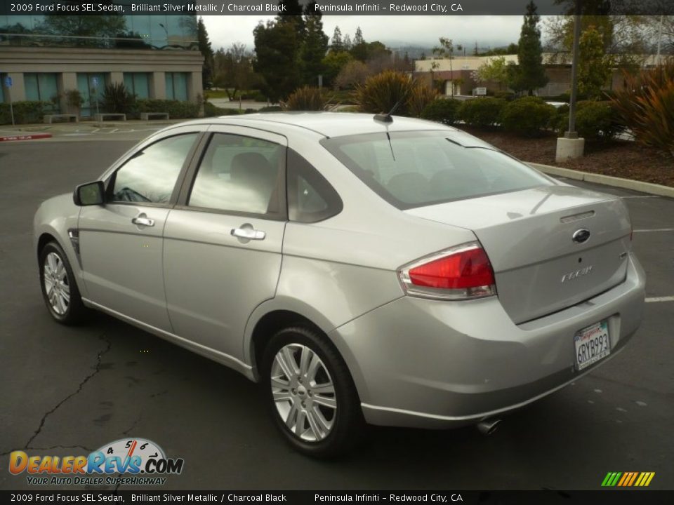 2009 Ford Focus SEL Sedan Brilliant Silver Metallic / Charcoal Black Photo #5