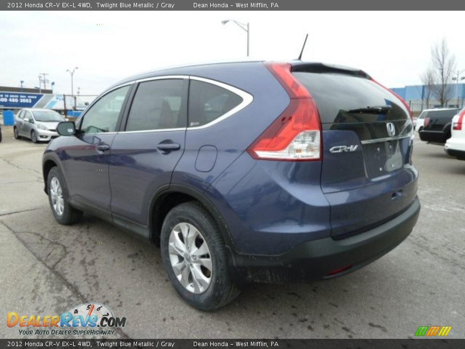 2012 Honda CR-V EX-L 4WD Twilight Blue Metallic / Gray Photo #3