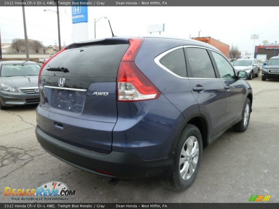 2012 Honda CR-V EX-L 4WD Twilight Blue Metallic / Gray Photo #5