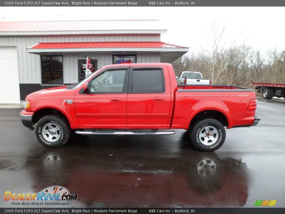 2003 Ford F150 XLT SuperCrew 4x4 Bright Red / Medium Parchment Beige Photo #1