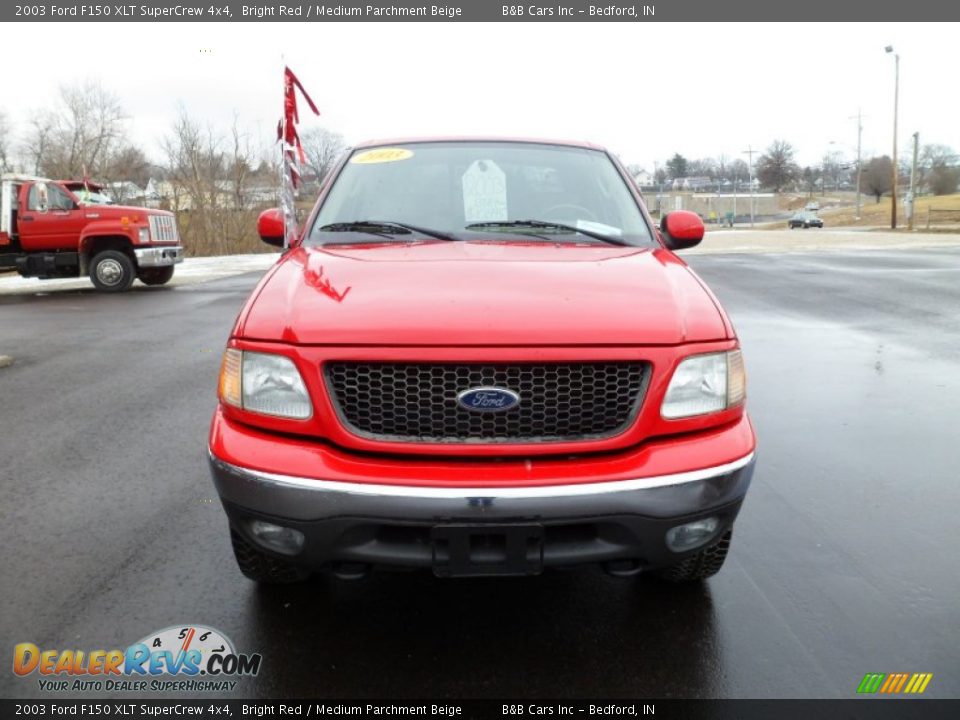 2003 Ford F150 XLT SuperCrew 4x4 Bright Red / Medium Parchment Beige Photo #3