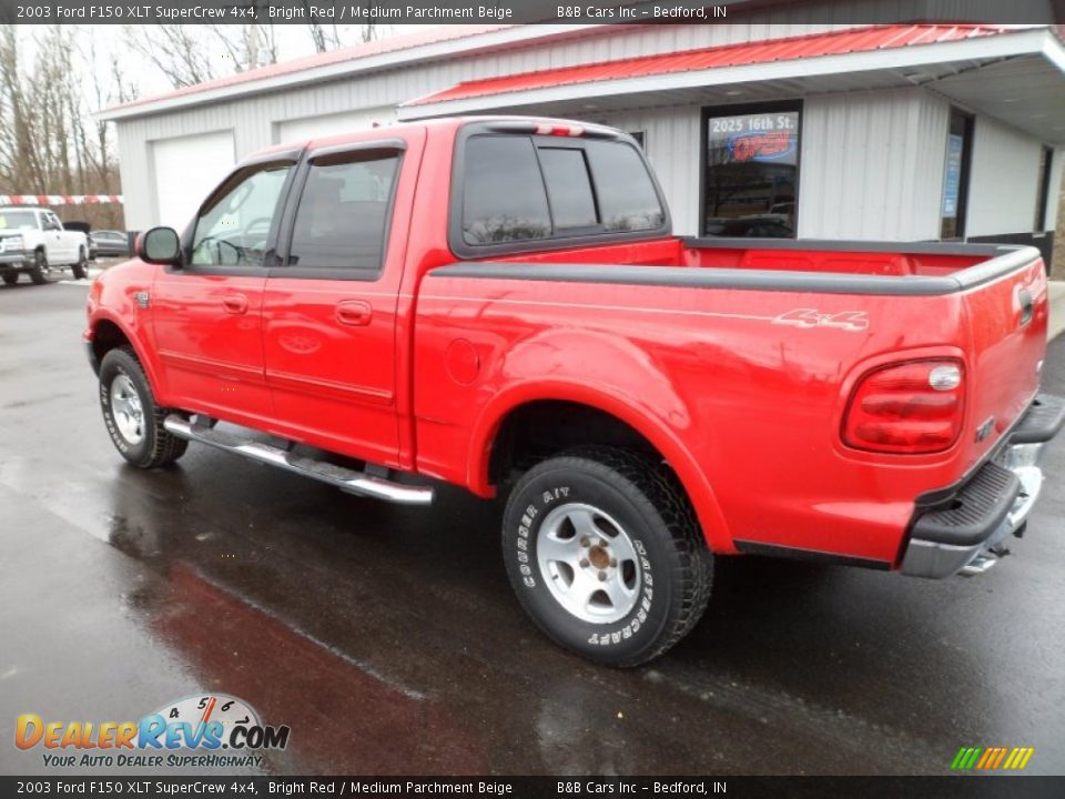 2003 Ford F150 XLT SuperCrew 4x4 Bright Red / Medium Parchment Beige Photo #5