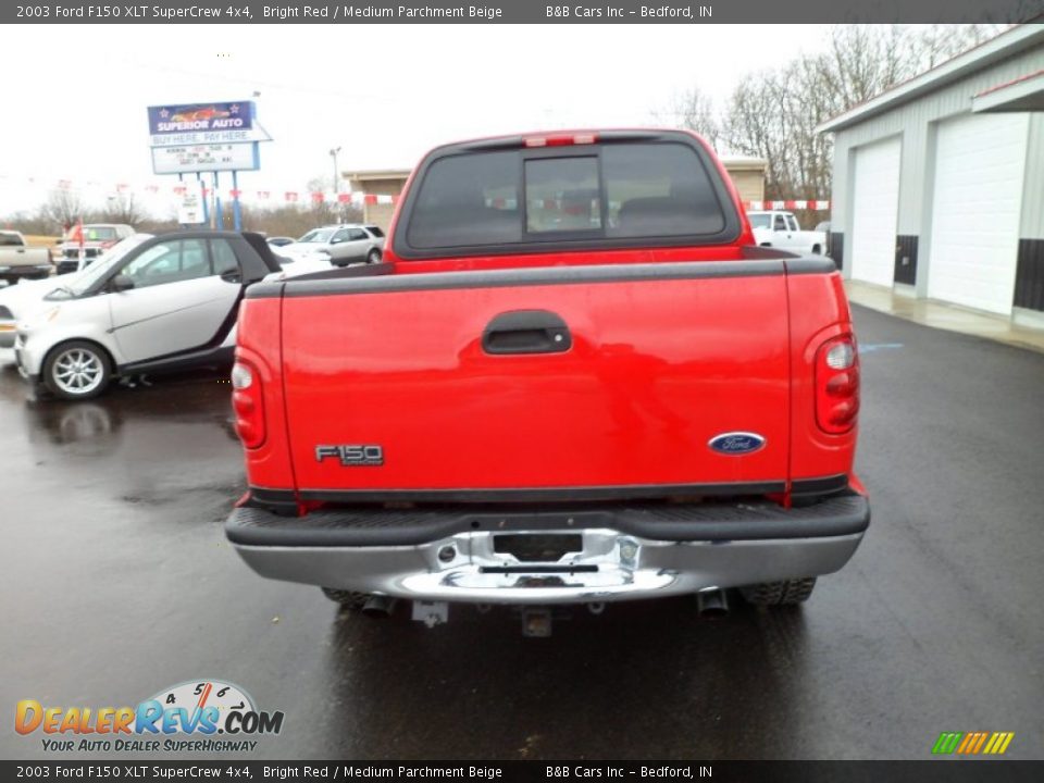 2003 Ford F150 XLT SuperCrew 4x4 Bright Red / Medium Parchment Beige Photo #6