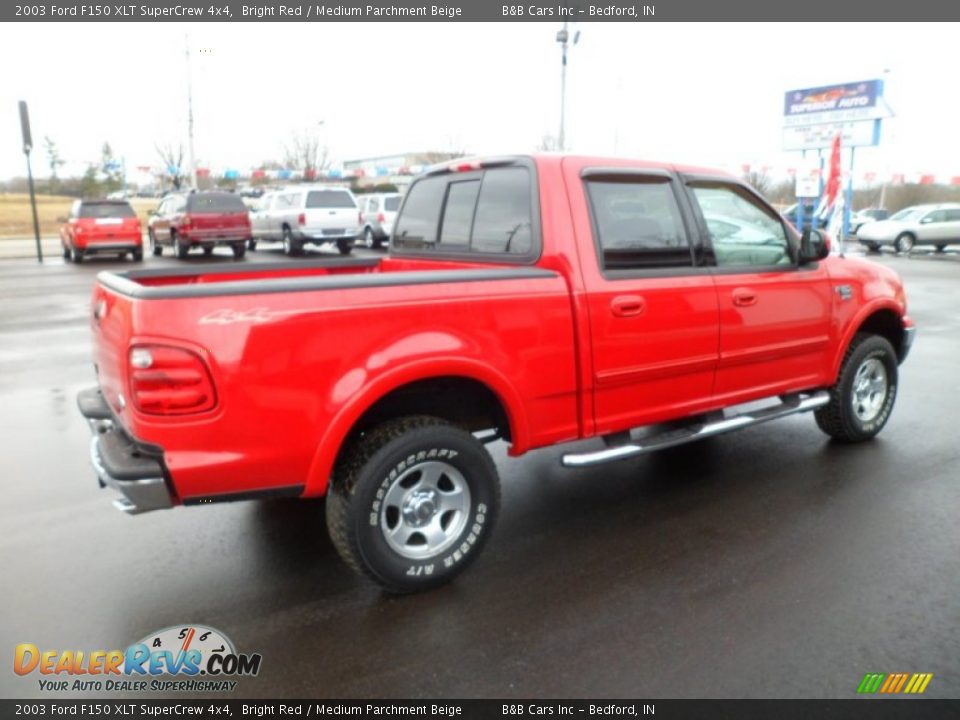 2003 Ford F150 XLT SuperCrew 4x4 Bright Red / Medium Parchment Beige Photo #7