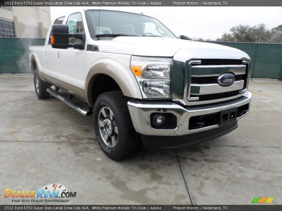 2012 Ford F250 Super Duty Lariat Crew Cab 4x4 White Platinum Metallic Tri-Coat / Adobe Photo #1
