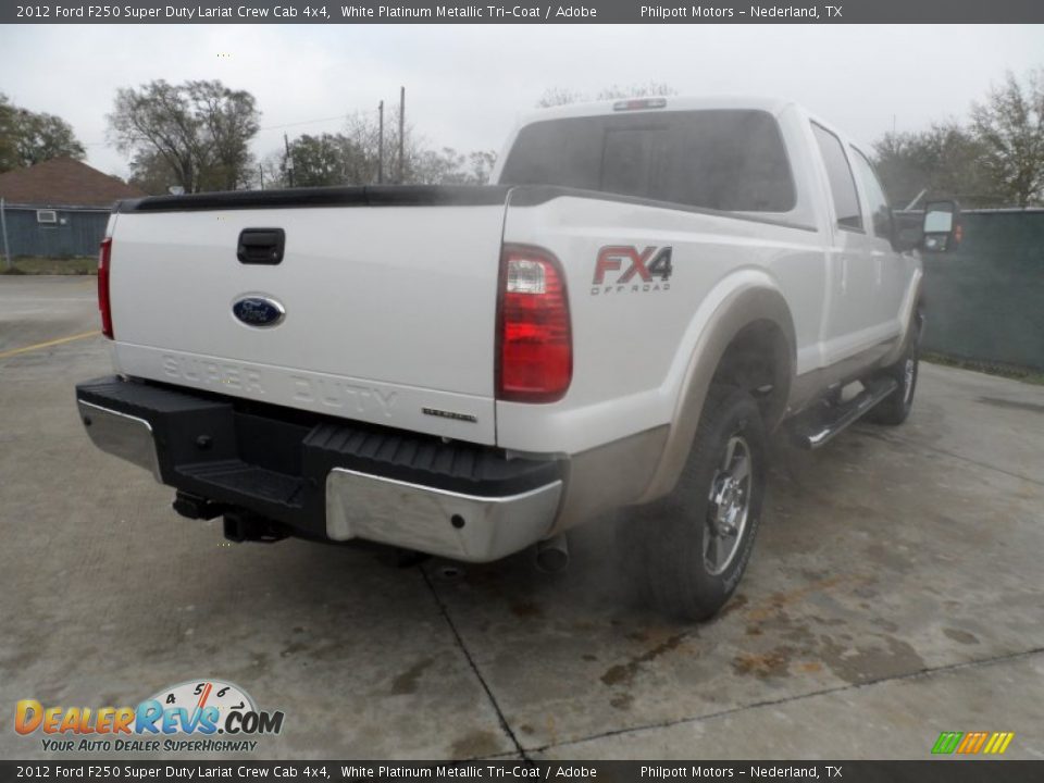 2012 Ford F250 Super Duty Lariat Crew Cab 4x4 White Platinum Metallic Tri-Coat / Adobe Photo #3