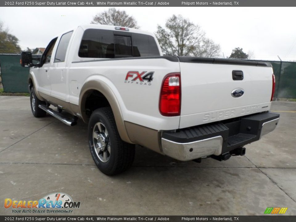 2012 Ford F250 Super Duty Lariat Crew Cab 4x4 White Platinum Metallic Tri-Coat / Adobe Photo #5