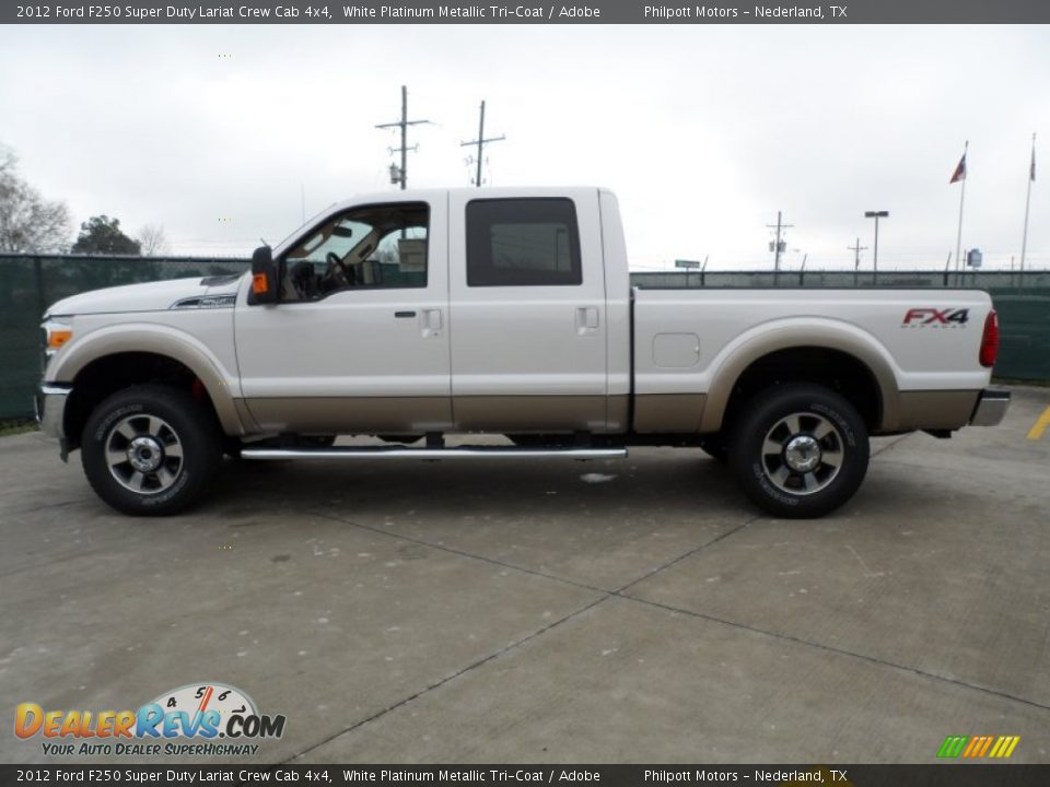 2012 Ford F250 Super Duty Lariat Crew Cab 4x4 White Platinum Metallic Tri-Coat / Adobe Photo #6
