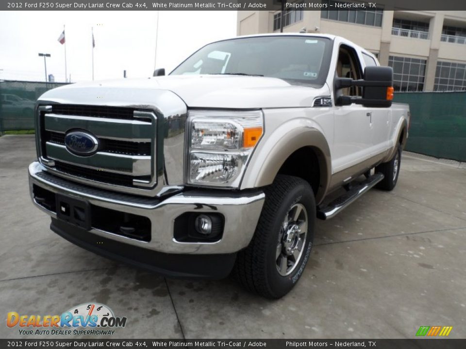 2012 Ford F250 Super Duty Lariat Crew Cab 4x4 White Platinum Metallic Tri-Coat / Adobe Photo #7