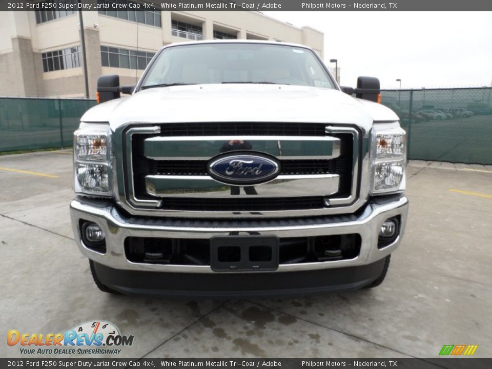 2012 Ford F250 Super Duty Lariat Crew Cab 4x4 White Platinum Metallic Tri-Coat / Adobe Photo #8