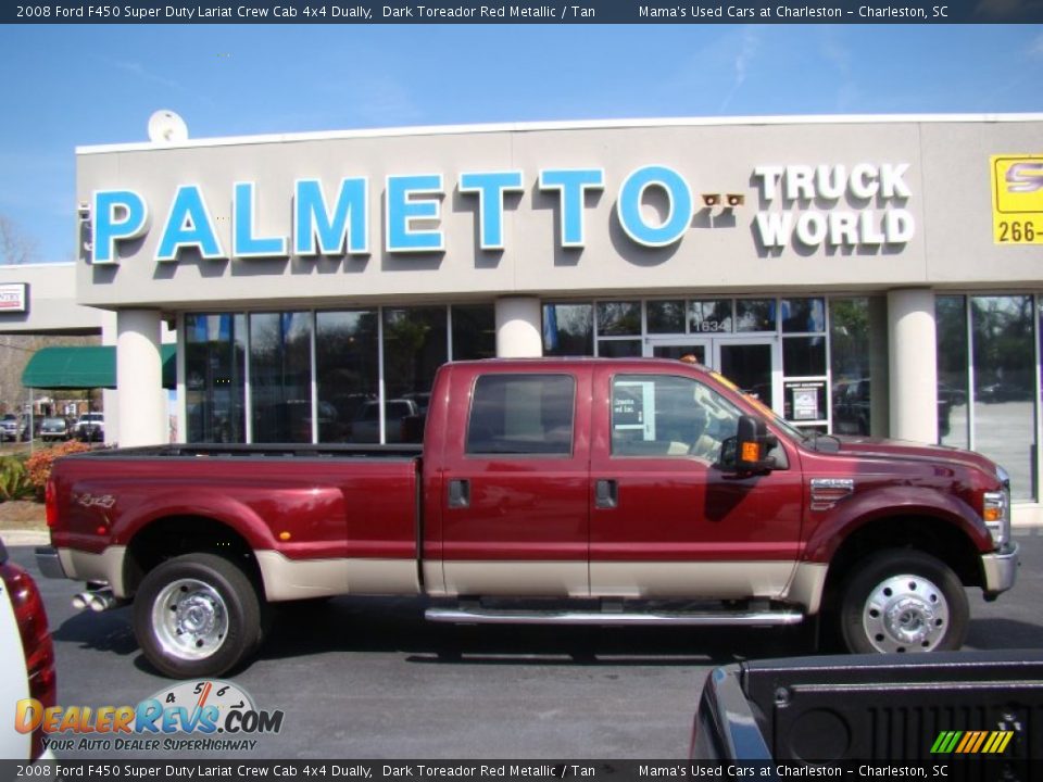 2008 Ford F450 Super Duty Lariat Crew Cab 4x4 Dually Dark Toreador Red Metallic / Tan Photo #1