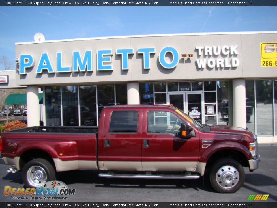 2008 Ford F450 Super Duty Lariat Crew Cab 4x4 Dually Dark Toreador Red Metallic / Tan Photo #2