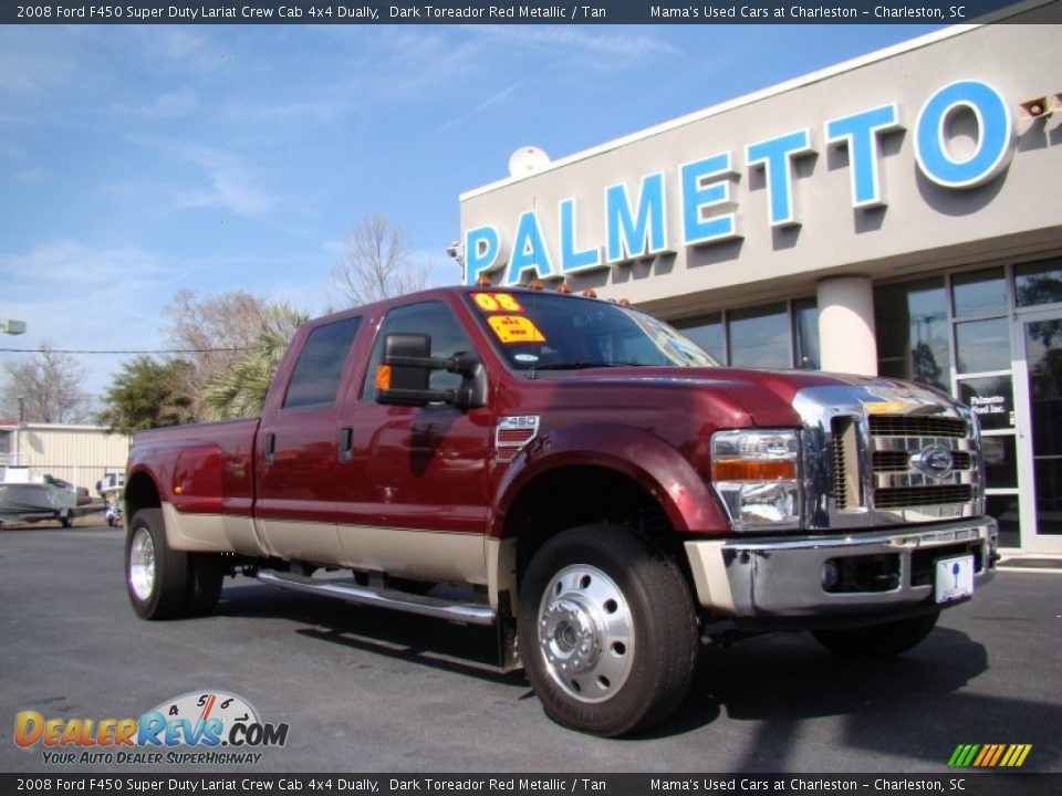 2008 Ford F450 Super Duty Lariat Crew Cab 4x4 Dually Dark Toreador Red Metallic / Tan Photo #3