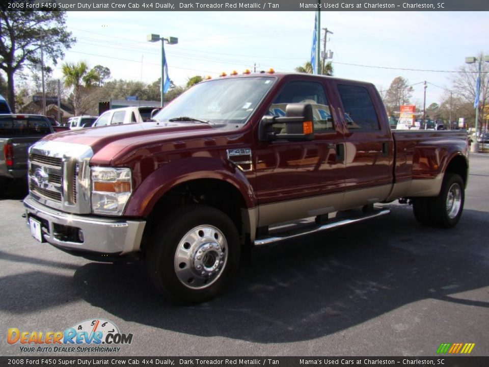 2008 Ford F450 Super Duty Lariat Crew Cab 4x4 Dually Dark Toreador Red Metallic / Tan Photo #5