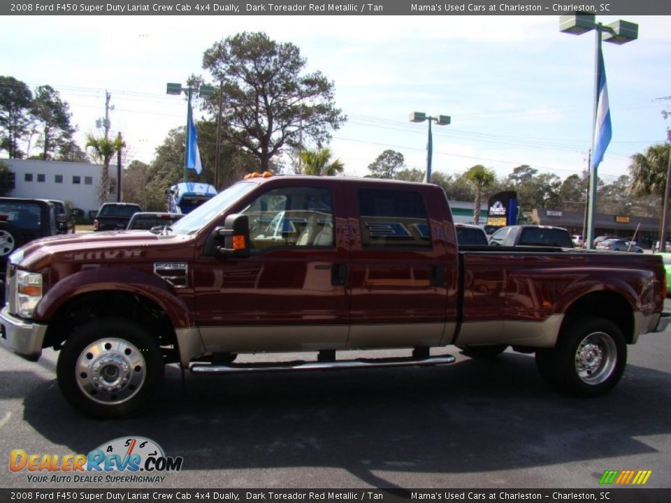 2008 Ford F450 Super Duty Lariat Crew Cab 4x4 Dually Dark Toreador Red Metallic / Tan Photo #7