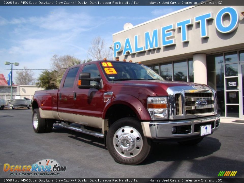 2008 Ford F450 Super Duty Lariat Crew Cab 4x4 Dually Dark Toreador Red Metallic / Tan Photo #33