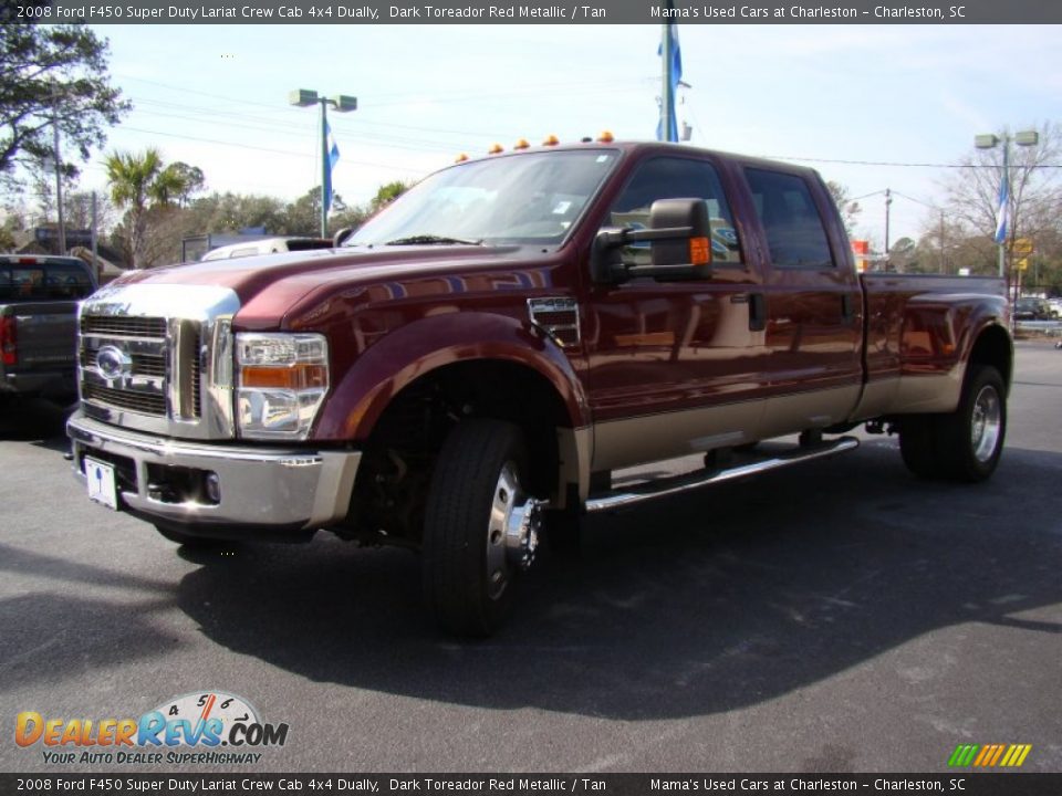 2008 Ford F450 Super Duty Lariat Crew Cab 4x4 Dually Dark Toreador Red Metallic / Tan Photo #34