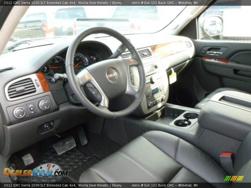 Ebony Interior - 2012 GMC Sierra 1500 SLT Extended Cab 4x4 Photo #17