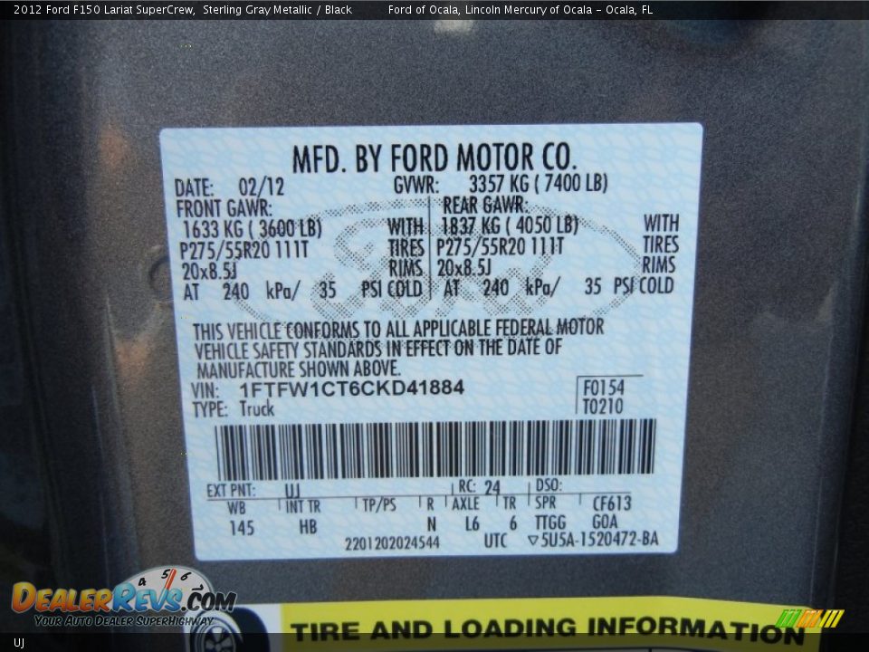 Ford Color Code UJ Sterling Gray Metallic