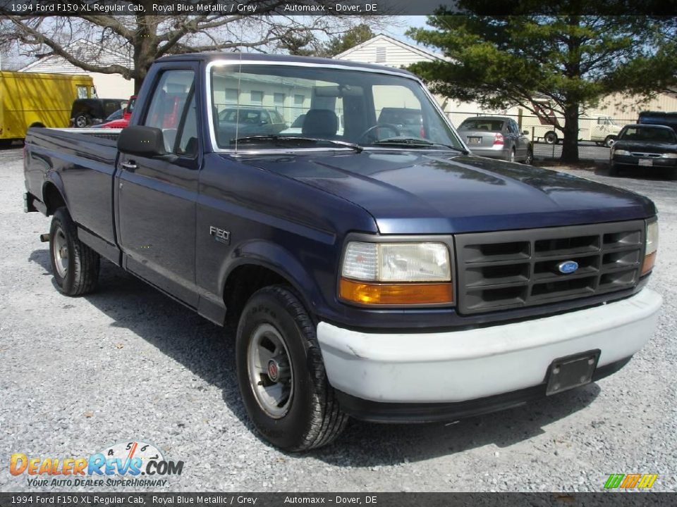 1994 Ford F150 XL Regular Cab Royal Blue Metallic / Grey Photo #3