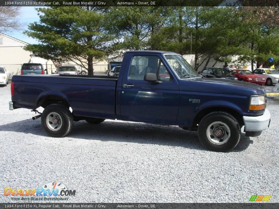 1994 Ford F150 XL Regular Cab Royal Blue Metallic / Grey Photo #4