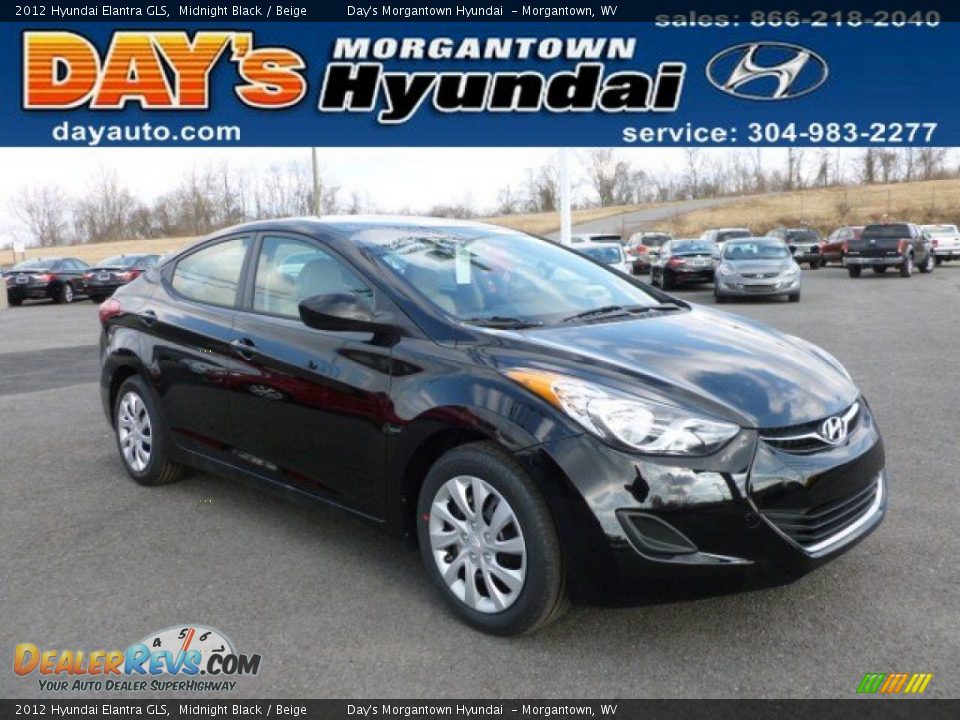 2012 Hyundai Elantra GLS Midnight Black / Beige Photo #1